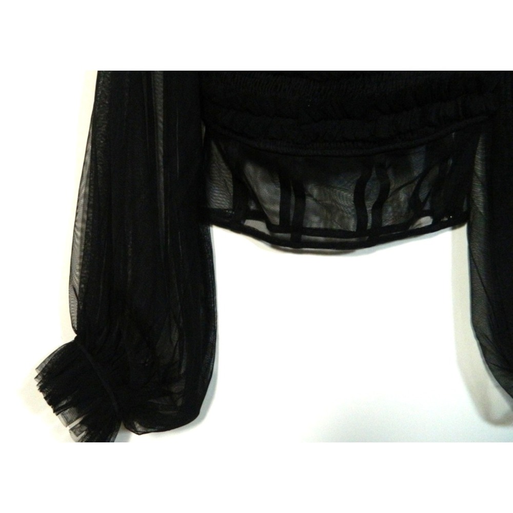 Lace and Beads Black Lace Tulle BUSTIER Side  Zipper Tulle Sleeve Sz 6 Whimsy - Picture 3 of 7